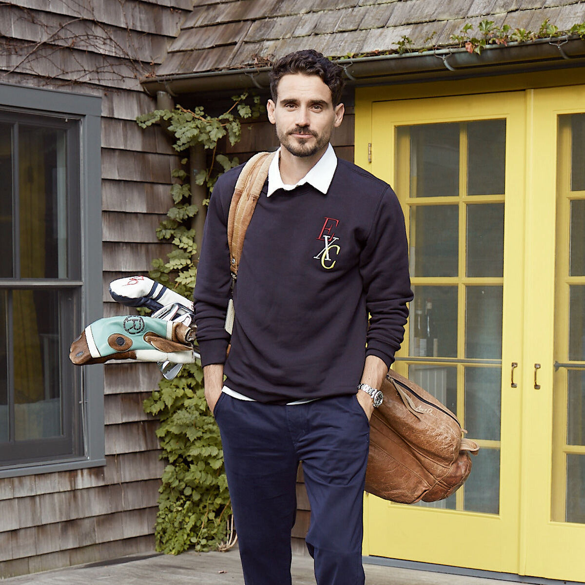 Stacks Embroidered Crewneck | Dark Navy