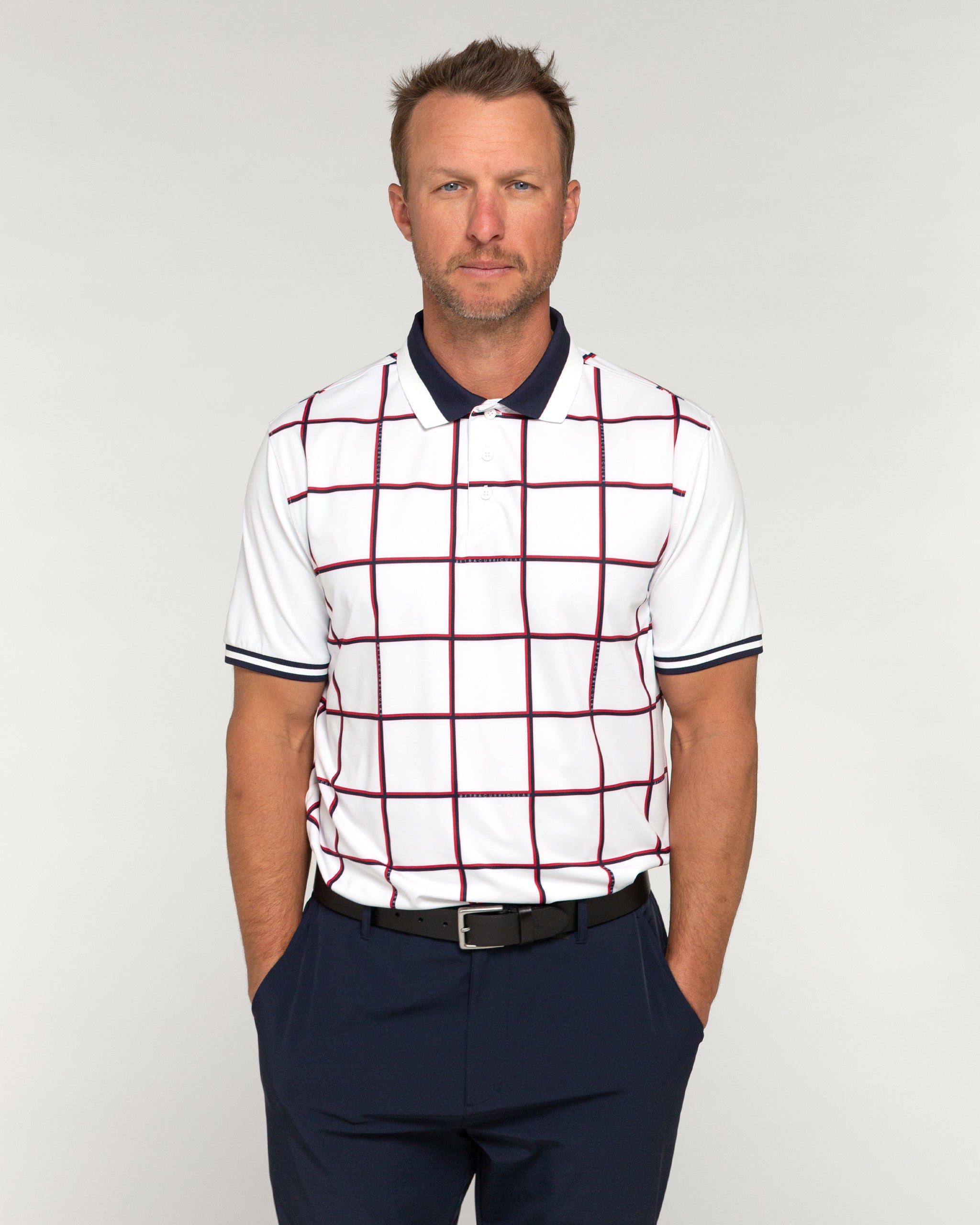 Platt Polo | Bright White Grid